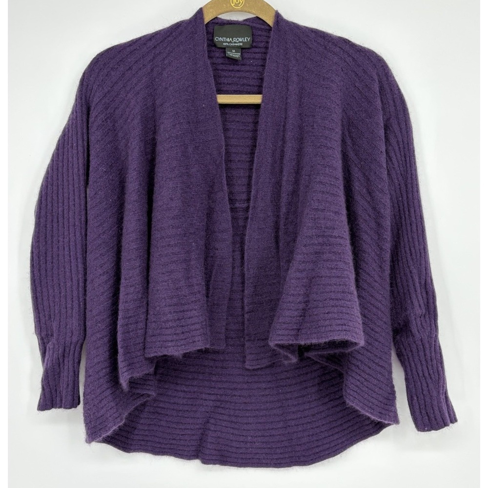 Cynthia Rowley 100% Cashmere Purple Open Front Cardigan Size Medium